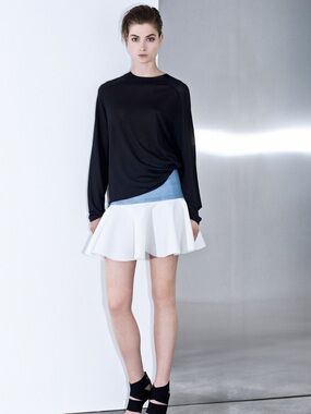 Robert Rodriguez Resort 2014 Size 2 Linen Cotton Colorblock Flounce Mini Skirt